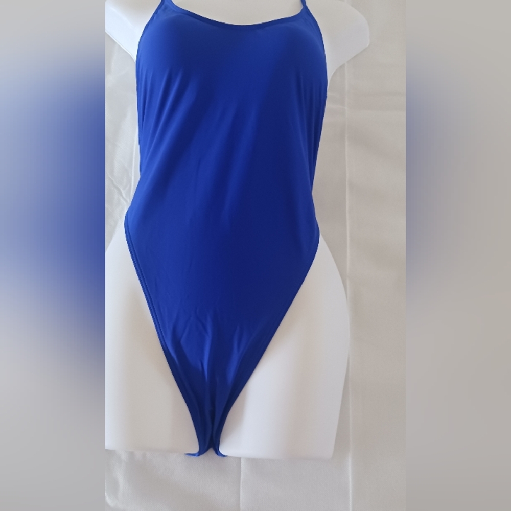 Blue one piece swimsuit